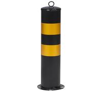 DOITOOL Security Barrier Safety Bollard Post Black Stainless Steel with Strong Reflective Film Increased Visibility for Ports 50cm