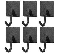 DOITOOL Self Adhesive Hooks Stylish and Modern and Heavy Duty Stainless Steel 6pcs Wall Hooks for Black Curved Square Design Wall Hangers Without Nails Bathroom Home