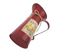 DOITOOL Shabby Chic Flower Vase Vintage Farmhouse Jug Vase Milk Can Pitcher Galvanized Metal Rustic Vase Holder for Home Decoration Red