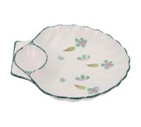 DOITOOL Shell Color Separated Dipping Sushi Plate Ceramic Divider Plate Shell Shape 10.2x10.2x1.2 Inch Ceramics Food-Grade Material Practical Good Texture Exterior Design