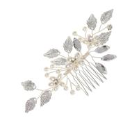 DOITOOL Silver Rhinestones Hair Comb Bridal Hair Styling Tool with Faux Pearls Elegant Side Comb Zinc Alloy for Women and Girls for Wedding Party and Engagement