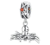 DOITOOL Silver S925 Spider Charm Pendant Embellished with Zircon, Long-lasting Halloween Jewelry for Women and Men, Unique Chic Design Necklace Accessory