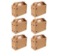 DOITOOL Small Animal Cardboard Carrier 6Pcs with Handle Ventilation Box for Reptiles, Birds, Hamsters, and Poultry Shipping, Disposable Pet Transport 12.2X8X5.1