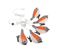 DOITOOL Solar Acrylic Bird String Lights Waterproof Led Decoration Lamp for Indoor Outdoor Use 5-Piece Set Clips Robin Shaped Fairy Lights for Festivals and Home Decor