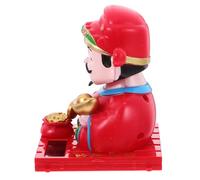 DOITOOL Solar-powered of Wealth Figurine with Automatic Nodding and Waving for Car Dashboard and Desktop Decor Retro Abs Craft Decoration for Home Office Shelf Display