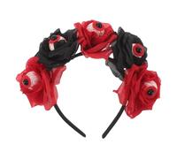DOITOOL Spooky Halloween Eyeball Headband with Realistic Bleeding Eye and Artificial Roses Lightweight Scary Party Headwear for Haunted House Costume Accessory Women Festival Hairband