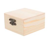 DOITOOL Square Wooden Box with Hinged Lid for DIY Painting and Crafting, Small Beige Decorative Trinket Box that Protects Presents from Damage, for Birthdays and Jewellery Storage