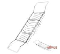 DOITOOL Stainless Steel Adjustable Bathtub Tray with Extending Non-slip Rack, Chrome Bath Caddy Storage Organizer for Bathroom and Shower Tub Holder, Expandable Tub Rack for Home Spa Use
