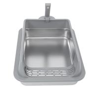 DOITOOL Stainless Steel Cat Litter Box with Lid, Deep Metal Litter Tray 40x30x20cm, Grey Covered Pan for Cats and Kittens, Portable Travel Pet Toilet for Apartment Use