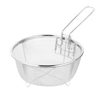 DOITOOL Stainless Steel Deep Fry Basket Round Wire Mesh French Chip Frying Serving Food Presentation Tableware with Folding Handles for Kitchen Frying Pasta Spaghetti Round