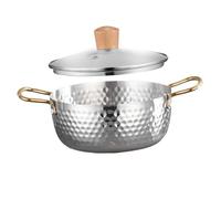 DOITOOL Stainless Steel Soup Pot with Lid Double Handle Ramen Cooker for Stove and Open Flame Smooth Edge Design Heat-Resistant Handles Portable Kitchen Cookware for Noodle and Instant