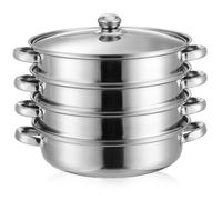 DOITOOL Stainless Steel Steam Pot 28cm 4 Tier Steamer Cooking Pot, Steam Soup Pot with Lid, Steamer Cookware Pot
