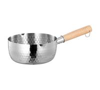 DOITOOL Stainless Steel Yukihira Pan Traditional Japanese Saucepan with Wood Handle Milk Sauce Pan for Ramen Tempura Milk 22cm