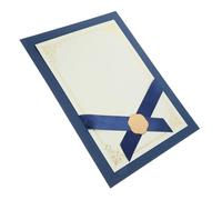 DOITOOL Stamping Pattern Document Cover Elegant Diploma Holder for Graduation Certificates Award Recognition Important Documents Reinforced Edges for Protection Blue Color Design Blank