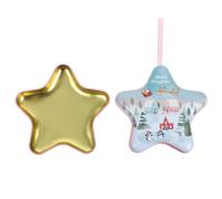 DOITOOL Star-shaped Tinplate Christmas Storage Box with Hanging Strap, Easy to Carry and Hang, Multifunctional Holiday Candy and Cookie Container for Store Decorations and Office Use