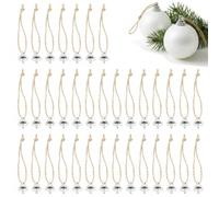 DOITOOL String Hangers with Caps :100PCS Christmas Ornament Caps Replacement Bauble Topper DIY Kits Silver Plastic Round Santa Hats Top for the Box of Chair for DIY Craft Christmas Decorations Hangers