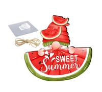 DOITOOL Summer Door Sign Wooden Plaque with Colorful Watermelon and Gnome Hanging Decoration for Indoor Window Stylish Summer Beach Theme Home and Garden Decor