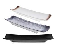 DOITOOL Sushi Plates Snack Tray Japanese Style Rectangular 3pcs Ceramics Serving Dish with Attractive Design for Family Dinners and Hotels