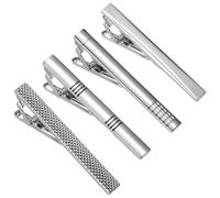 DOITOOL Tie Clip For Men : 4 PCS Stainless Steel Necktie Clips Pins, Classic Silver Tie Bars for Formal Business Shirt Wedding Suit