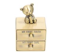 DOITOOL Tooth Keepsake Box for Boys 2 Drawers, Lightweight Zinc Alloy Bear Shape Storage Case, Practical and Easy to Store Teeth Collection Gift