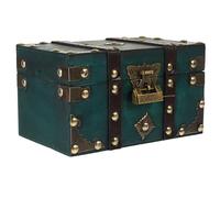 DOITOOL Treasure Chest Rustic Design Large-capacity Wooden Vintage Storage Box with Strong Metal Lock, Lightweight Organiser and Jewelry for Keepsakes, Jewelry, and Documents
