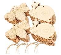 DOITOOL Unfinished Wooden Insect Cutouts with Rope DIY Craft Accessories for Creative Projects for Painting and Home Decoration of Bees Snails