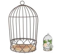 DOITOOL Unique Black Metal Birdcage Coil Holder Wooden Board Candleholder Polished round Smooth Festival Decoration Table Decoration