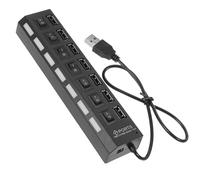 DOITOOL USB 2.0 Hub Abs Material with Independent Port Control 7-port and Power Saving Multi USB Port Splitter High-speed Data Transfer with 7 LED Indicators for Laptop for Office