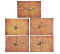 DOITOOL Vintage A5 Letter Paper Set with Envelopes, 5pcs Antique Looking Stationery Paper Featuring Leaf, Anchor, Sun, Star, and Lucky Plant Motifs, for Letter Writing and Holiday