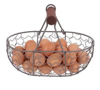 DOITOOL Vintage Black Wire Egg Basket with Wood Handle Heatproof Metal Storage Basket for Kitchen Egg Collection and Fruit Storage Compact 4.7 Inch Wire for Home Use