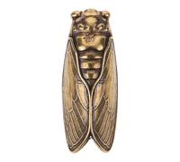 DOITOOL Vintage Brass Cicada Figurine with Delicate Details and Elegant Appearance, Creative Desktop Ornament for Home or Office Decorative Display, Small Retro Brass Sculpture