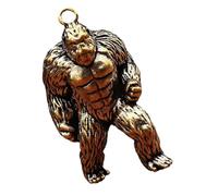 DOITOOL Vintage Brass Gorilla Pendant Keychain Creative Monkey King Statue Miniature Animal Figurine Detailed Desk Decoration Small Hanging Ornament for Home Office