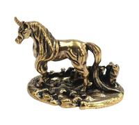 DOITOOL Vintage Brass Unicorn Figurine Miniature Statue Decorative Solid Brass Sculpture for Home Decor and Compact Space Luxurious Feel and Whimsy Design
