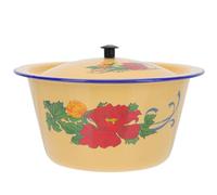 DOITOOL Vintage Enamel Saucepan with Lid Easy to Clean and Practical Enamel Bowl for Kitchen Use Featuring A Simple Retro Design Full of Sense of Age for Vintage Kitchen and Food Serving