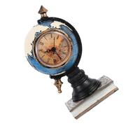DOITOOL Vintage European Style Globe Shaped Desk Clock in Blue Resin, Decorative and Long Time Use Desktop Ornament for Bedroom Or Cafe Decor with 1 X Aa Battery Power