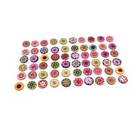 DOITOOL Vintage Floral Pattern Wood Sewing Buttons Round Decorative Fasteners for DIY Crafts Clothes Hats Bags Embellishments
