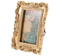 DOITOOL Vintage Golden Resin Wedding Desktop Photo Frame with Decorative Tabletop Display for Office and Sitting Room, Elegant and Chic Picture Holder Ornament