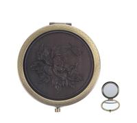 DOITOOL Vintage Green Sandalwood Portable Double-sided Makeup Mirror Compact Folding Wear-resistant Vanity Mirror for Women Travel and Home Use