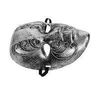 DOITOOL Vintage-inspired Silver Carnival Mask with Full-face Coverage, Comfortable Reusable Plastic Halloween Full Face Mask for Themed Events and Halloween Parties
