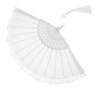DOITOOL Vintage Lace Folding Hand Fan with Tassel Chinese Style Dance Prop Elegant Design for Stage Performance Wall Decoration Lightweight and Portable