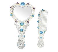 DOITOOL Vintage Makeup Mirror Comb Kit Love Mirror Portable Vanity Retro Design Women Makeup Tool Easy to Carry