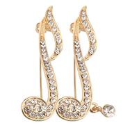 DOITOOL Vintage Music Note Brooch Pin Elegant Golden Colour 2pcs Rhinestone and Zinc Alloy Material Fashion Suit Accessory for Women for Holiday Wear and Formal Events