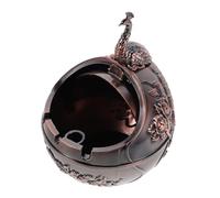 DOITOOL Vintage Windproof Ashtray with Lid Zinc Alloy Hand-carved Metal Ash Tray for Indoor Outdoor Use Smoking Home Office Patio Decor