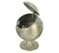 DOITOOL Vintage Windproof Desktop Ashtray in Antique Style with Metal Material and Space-saving Design, Decorative Globe Ashtray Suitable for Home and Office Use
