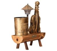 DOITOOL Vintage with Night Light Function Tabletop Pen Holder Violin Plastic and Wood Material, Desktop Organizer Suitable for Office and Indoor Decorations