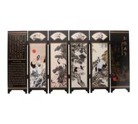 DOITOOL Vintage Wooden Miniature Chinese Folding Screen Partition for Desktop Decor, Multifunctional Decorative Piece with Antique Design, for Home Decor and Studies