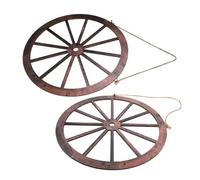 DOITOOL Vintage Wooden Wall Sculptures Sturdy Rustic Wagon Wheel Ornaments with Hanging Rope Fade-resistant Farmhouse Decor for Garage Patio Bar Natural Wood Grain Wall Art