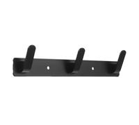 DOITOOL Wall Mounted Adhesive Hook Rack, 3 Hook Black Aluminum, Reusable | Entryway and Bathroom, Strong Hold on Smooth Walls, Works on Wet Tiles, Fits Brushes and Rags