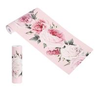 DOITOOL Wallpaper Border Sticker Self Adhesive Floral for Kitchen Walls | PVC Material, Embossed Textured Finish, Pink Watercolor Design, One Piece for Quick Damage-free Redecorating