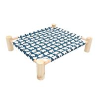 DOITOOL Washable Wooden Cat Hammock Bed with Cozy Elevated Design, Indoor Pet Sleeping Nest Suitable for Cats and Small Dogs, Navy Colour for Comfortable Summer Rest